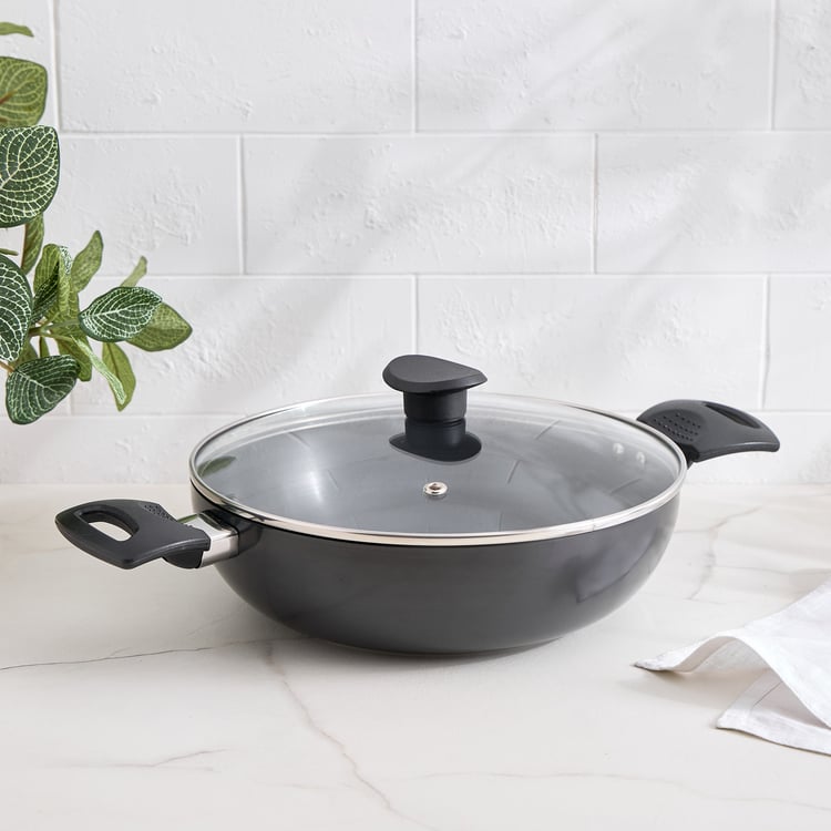 Corsica Valter Aluminium Hard Anodised Kadhai with Lid - 2.3L