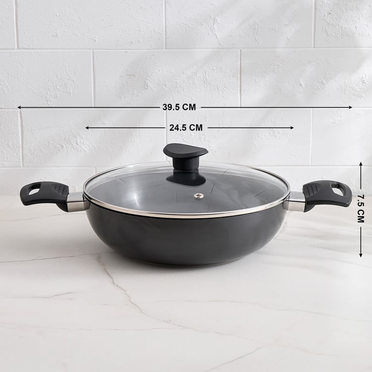 Corsica Valter Aluminium Hard Anodised Kadhai with Lid - 2.3L