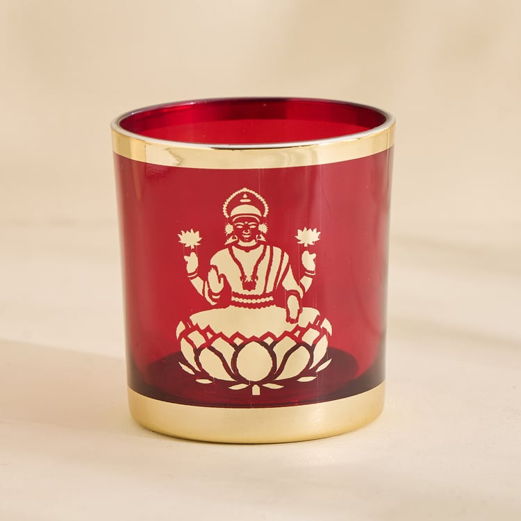 Corsica Nahar Curio Set of 2 Glass Lakshmi Ganesha T-Light Holders