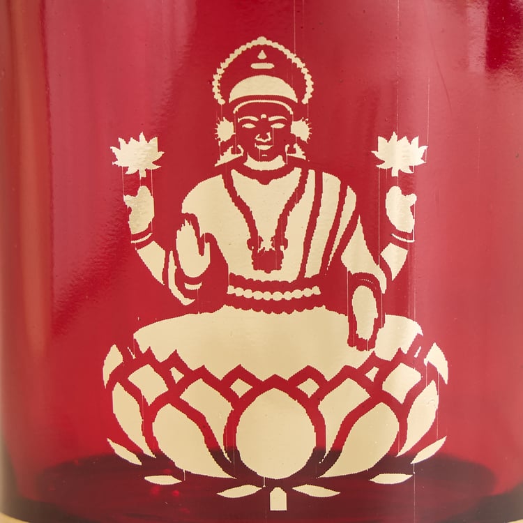 Corsica Nahar Curio Set of 2 Glass Lakshmi Ganesha T-Light Holders