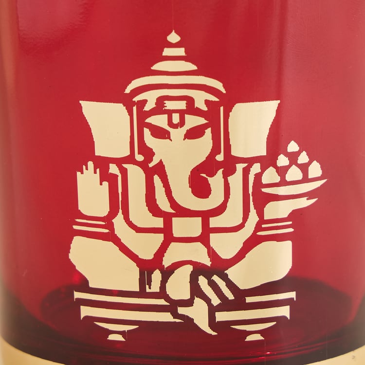 Corsica Nahar Curio Set of 2 Glass Lakshmi Ganesha T-Light Holders