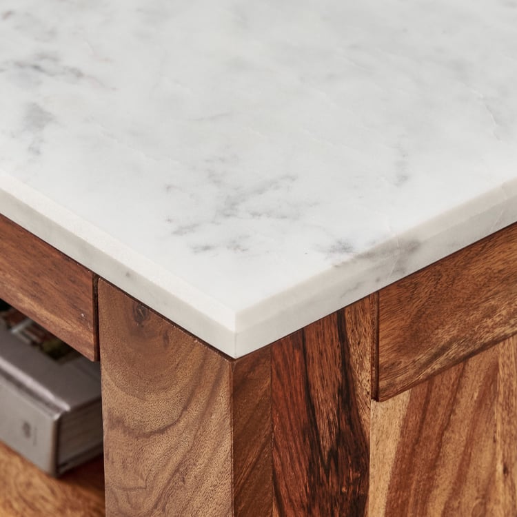 Adana Grand Marble Top TV Unit - Honey