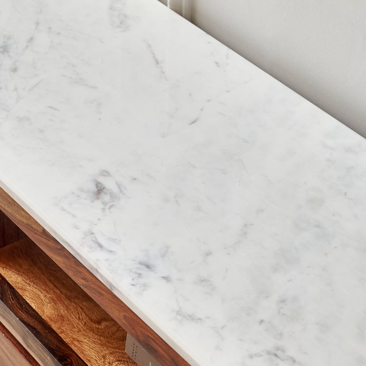 Adana Grand Marble Top TV Unit - Honey