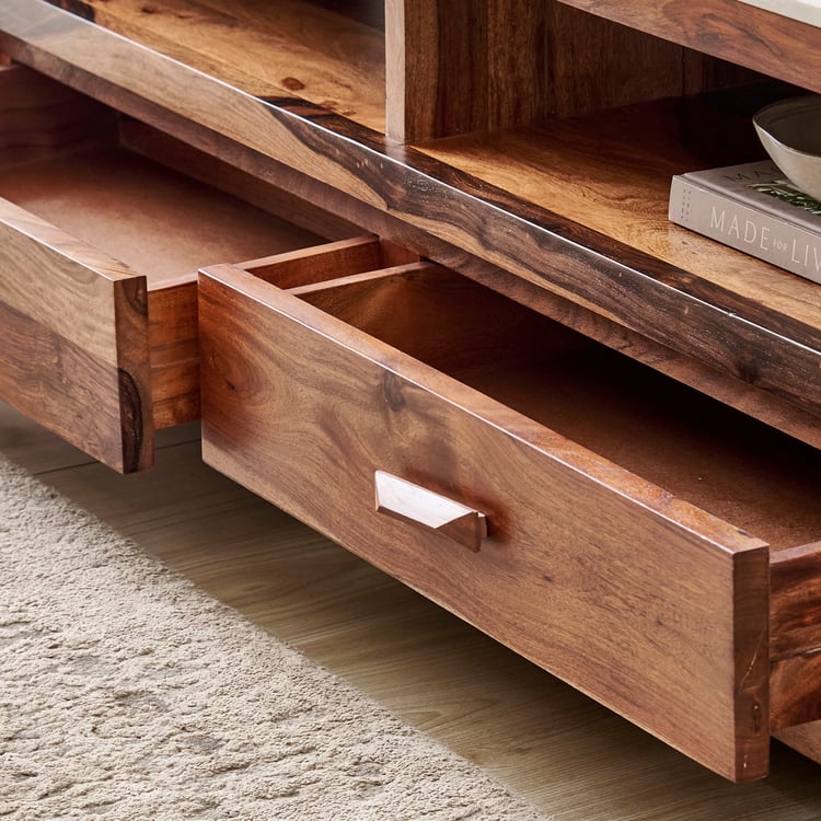 Adana Grand Marble Top TV Unit - Honey