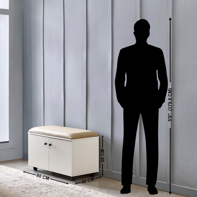 Helios Madison 12 Pairs Shoe Cabinet with Cushion Seat - White