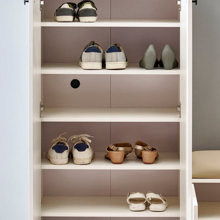 Helios Madison 26 Pairs Shoe Cabinet with Cushion Seat - White