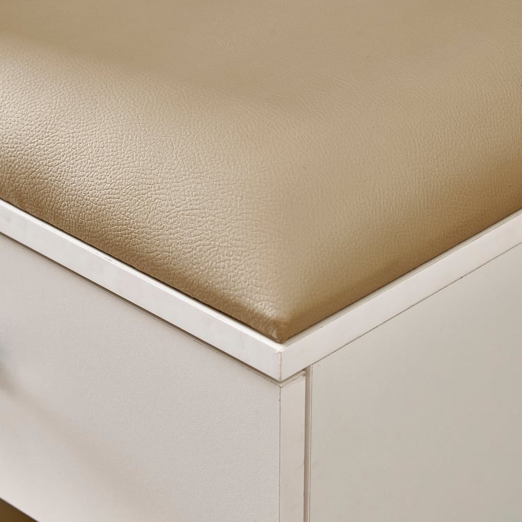 Helios Madison 12 Pairs Shoe Cabinet with Cushion Seat and Drawer - White