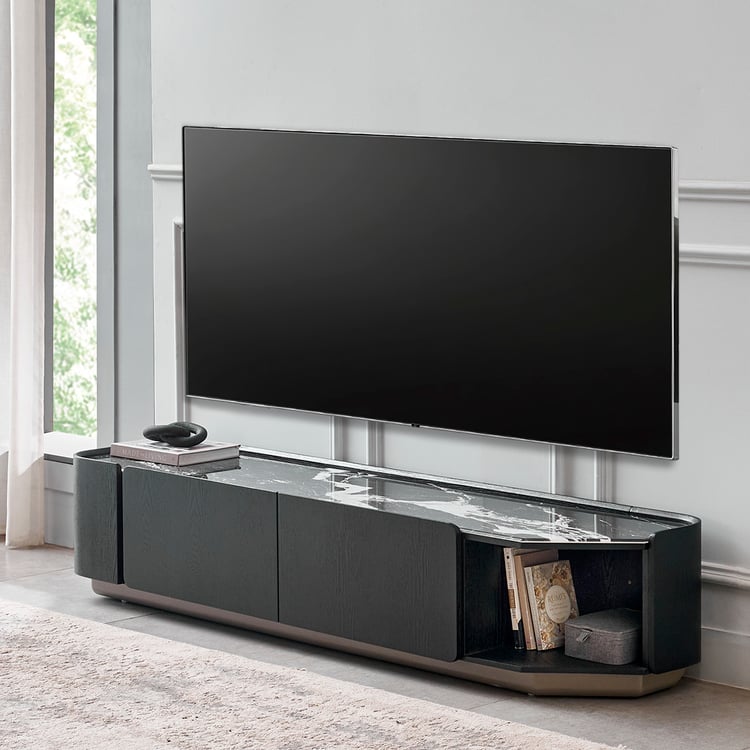 Zane Faux Marble Top TV Unit - Black