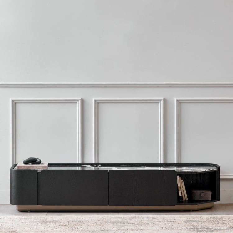 Zane Faux Marble Top TV Unit - Black