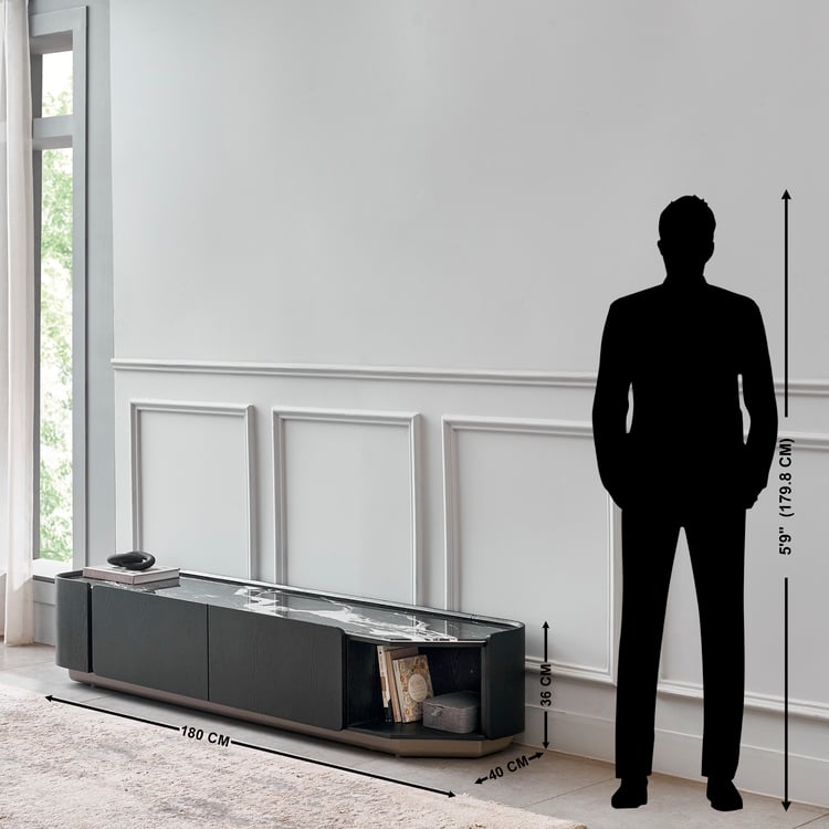 Zane Faux Marble Top TV Unit - Black