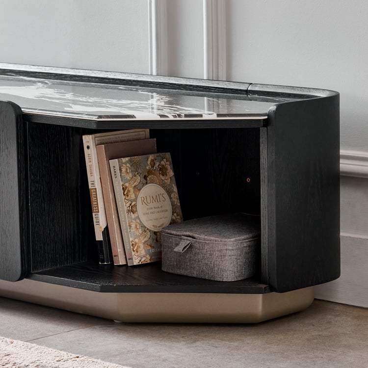 Zane Faux Marble Top TV Unit - Black