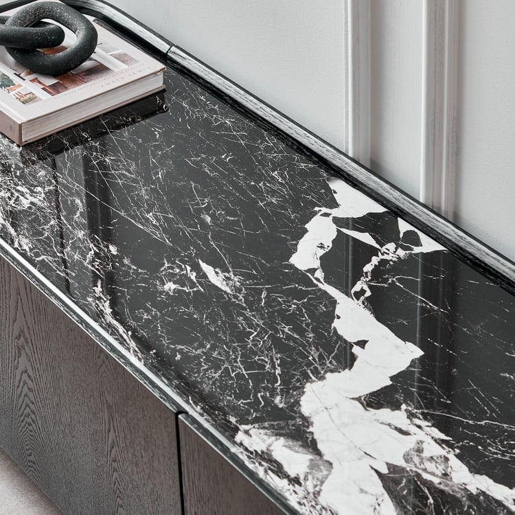Zane Faux Marble Top TV Unit - Black
