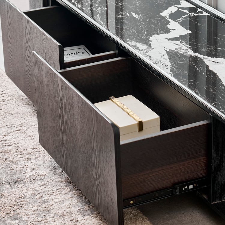 Zane Faux Marble Top TV Unit - Black