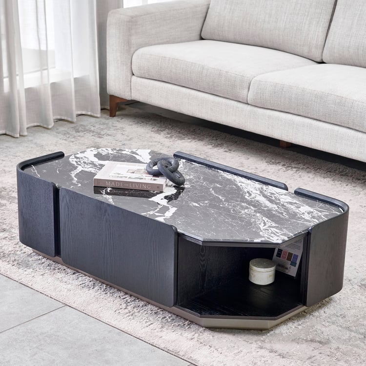 Zane Faux Marble Top Coffee Table - Black