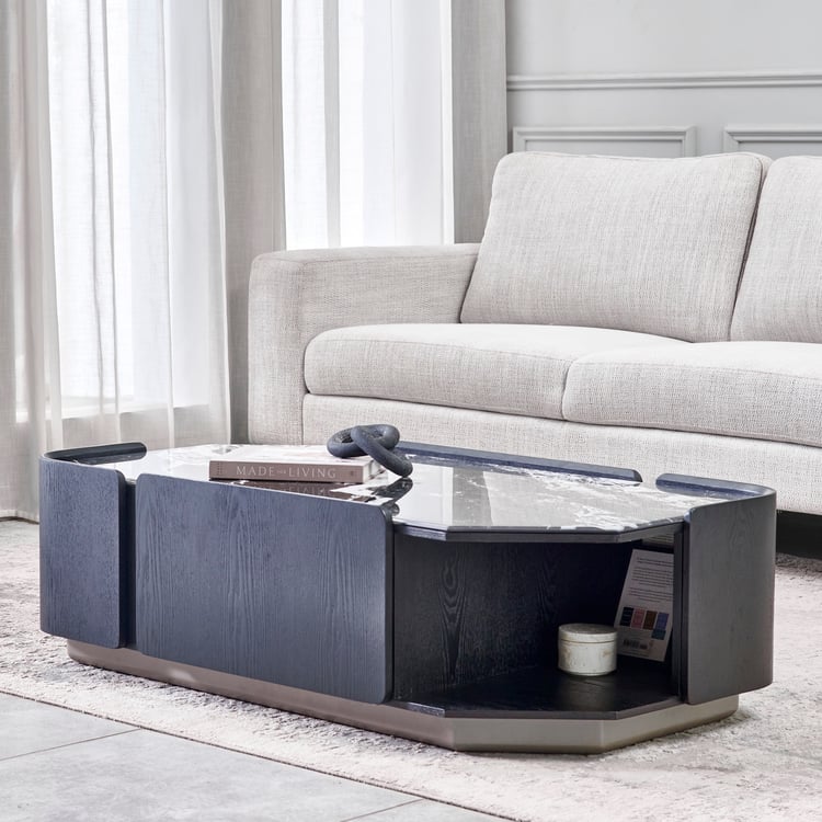 Zane Faux Marble Top Coffee Table - Black