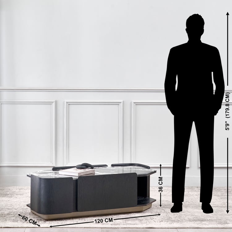 Zane Faux Marble Top Coffee Table - Black