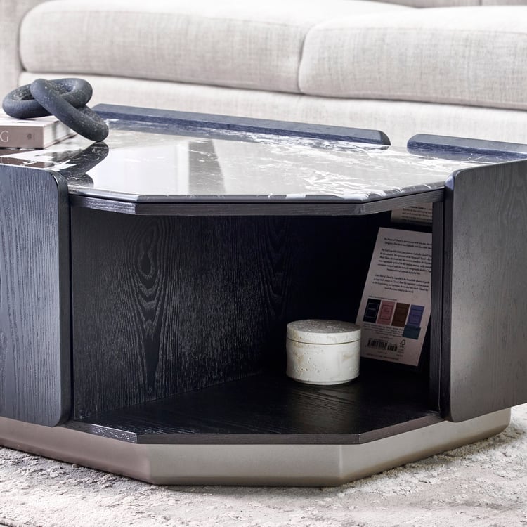 Zane Faux Marble Top Coffee Table - Black