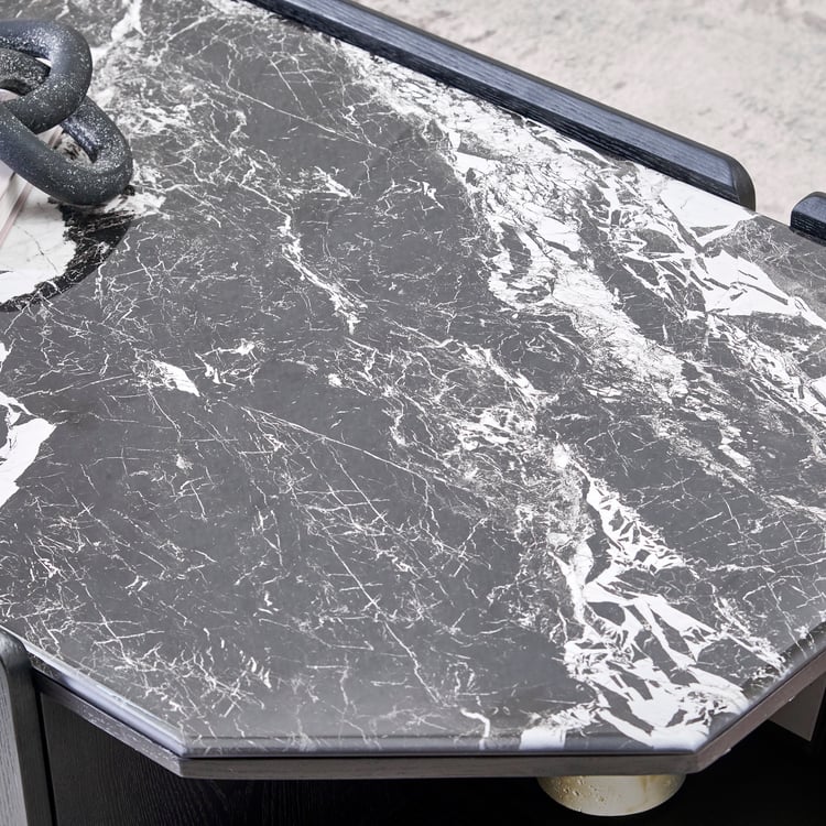 Zane Faux Marble Top Coffee Table - Black