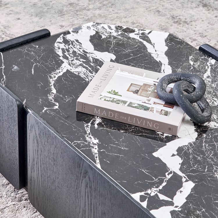 Zane Faux Marble Top Coffee Table - Black