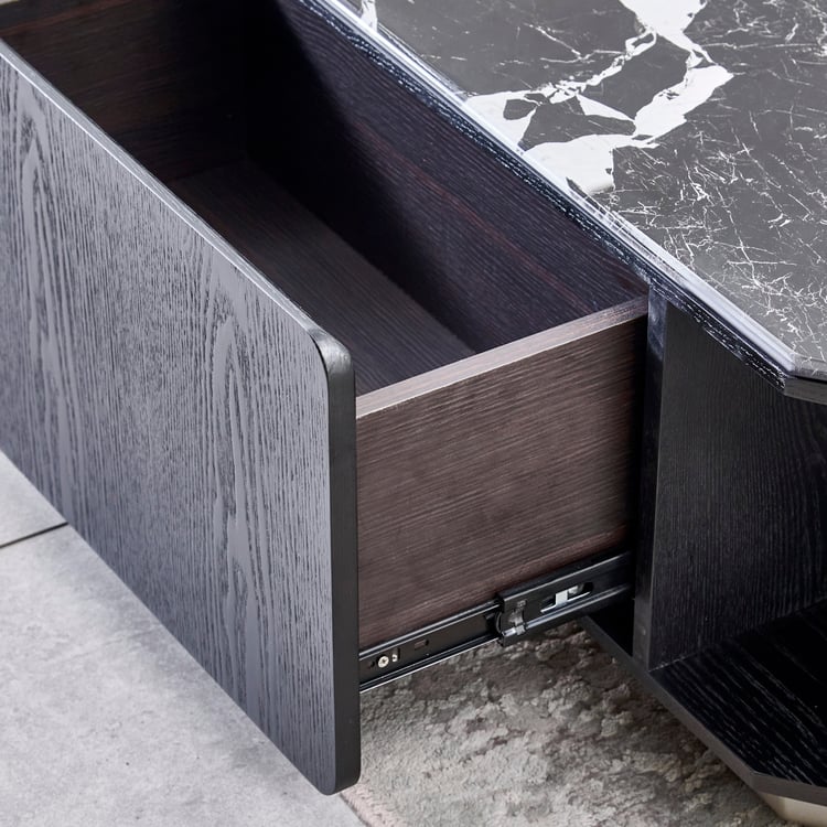 Zane Faux Marble Top Coffee Table - Black