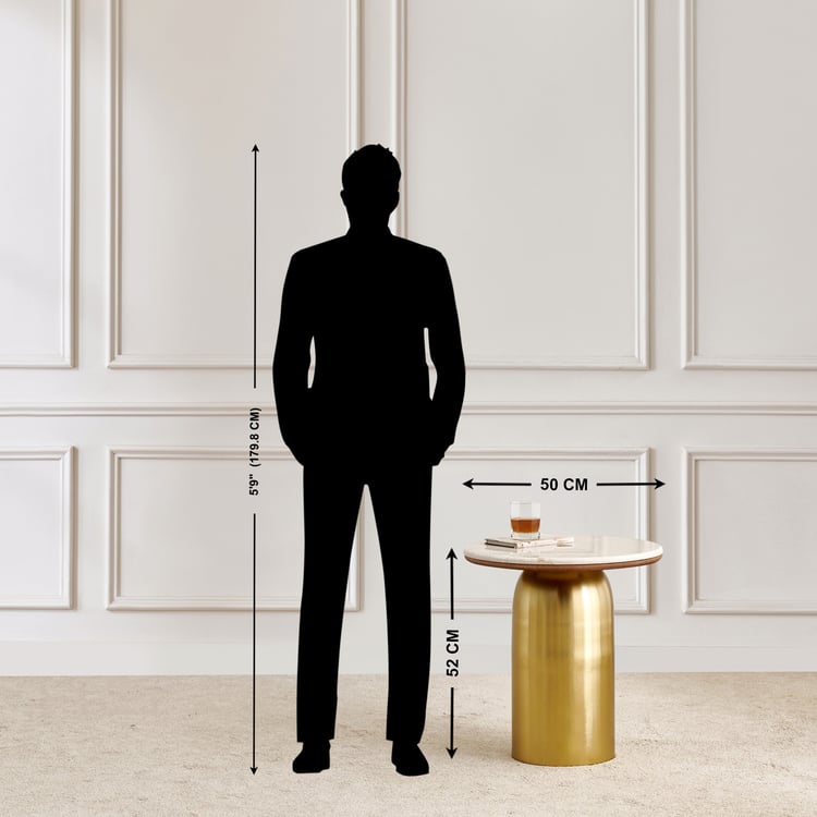Nuqta Marble Top End Table - Gold