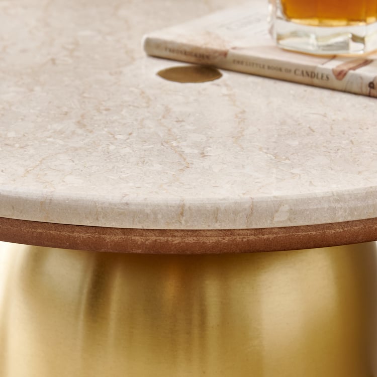 Nuqta Marble Top End Table - Gold