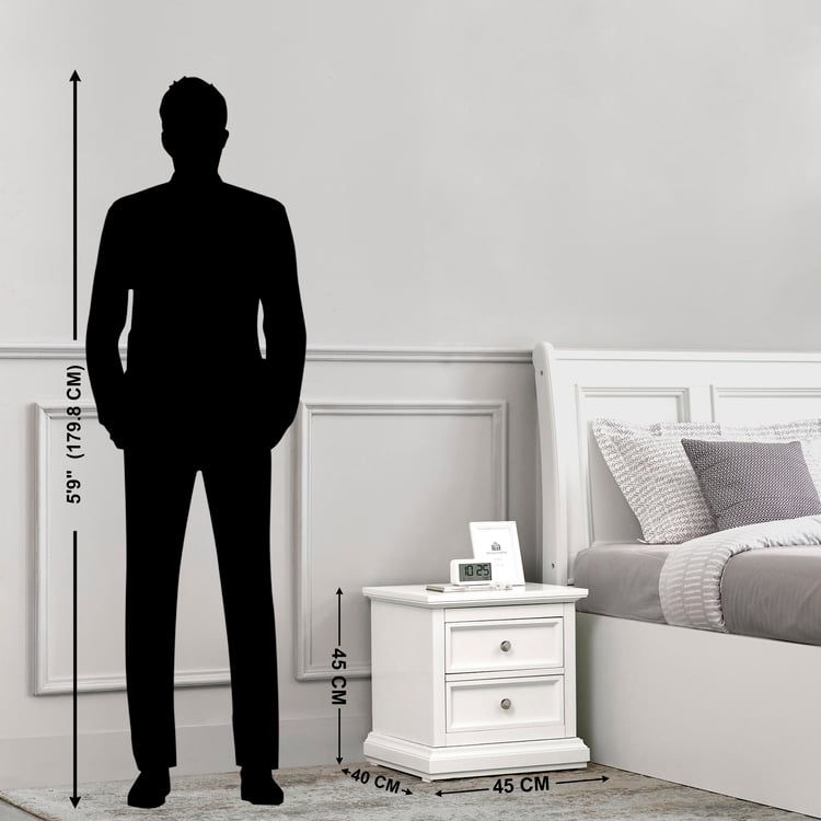 Estate Bedside Table with Drawers - White