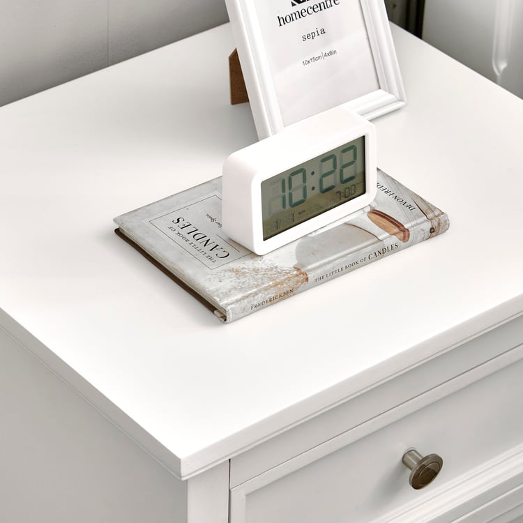 Estate Bedside Table with Drawers - White
