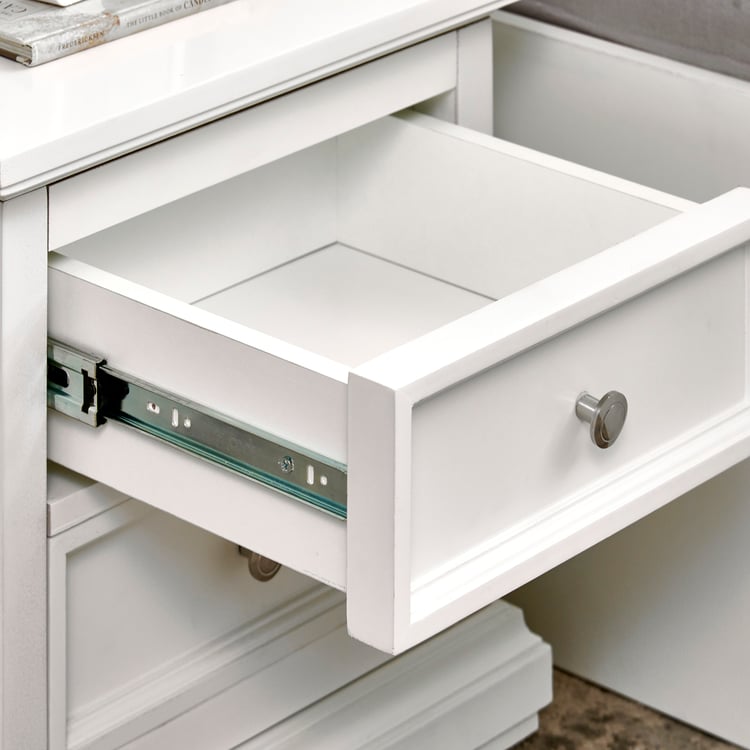 Estate Bedside Table with Drawers - White