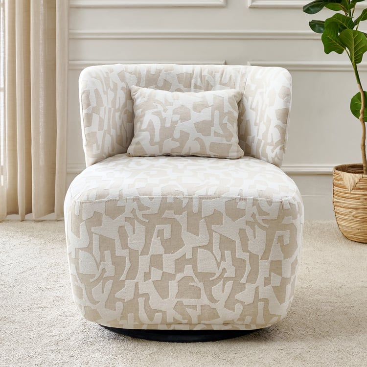 Sundried Fabric Accent Chair with Cushion - Beige