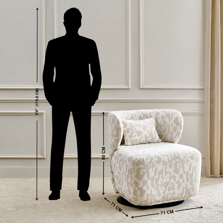 Sundried Fabric Accent Chair with Cushion - Beige