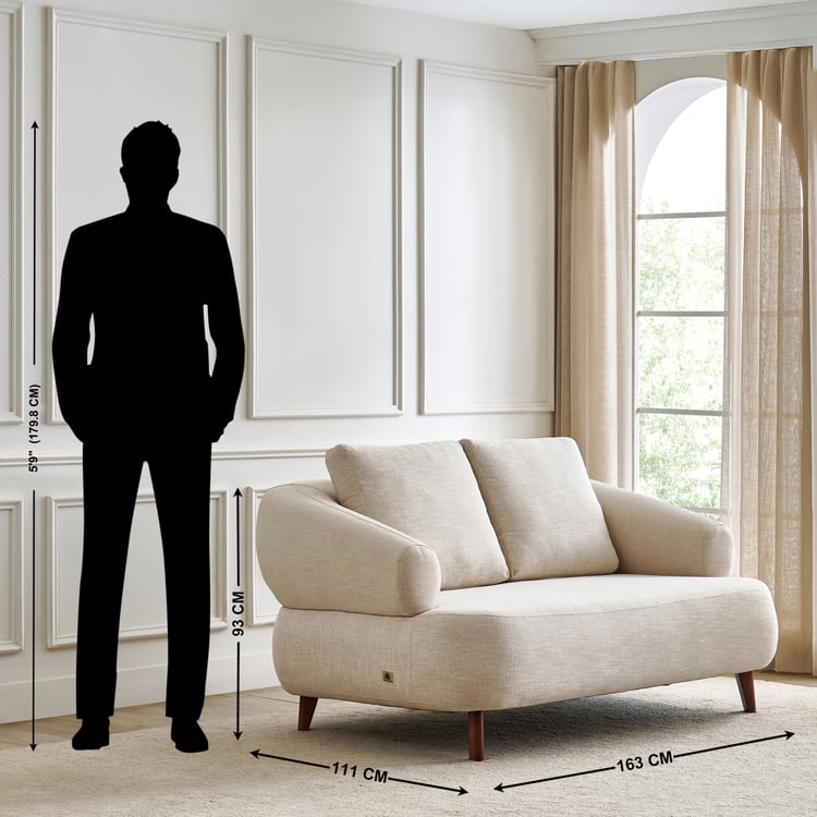 Nuqta Fabric 2-Seater Sofa with Cushions - Beige