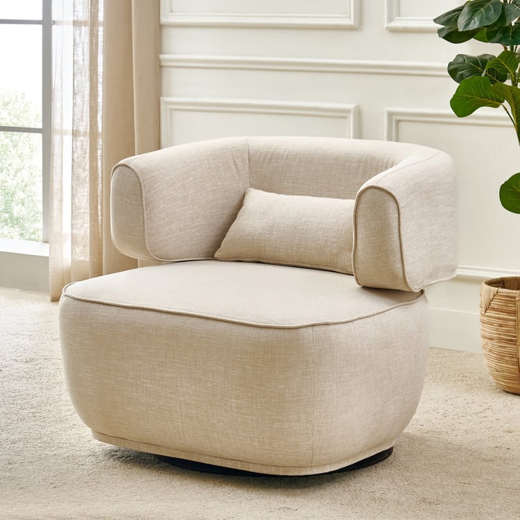 Nuqta Fabric Accent Chair with Cushion - Beige
