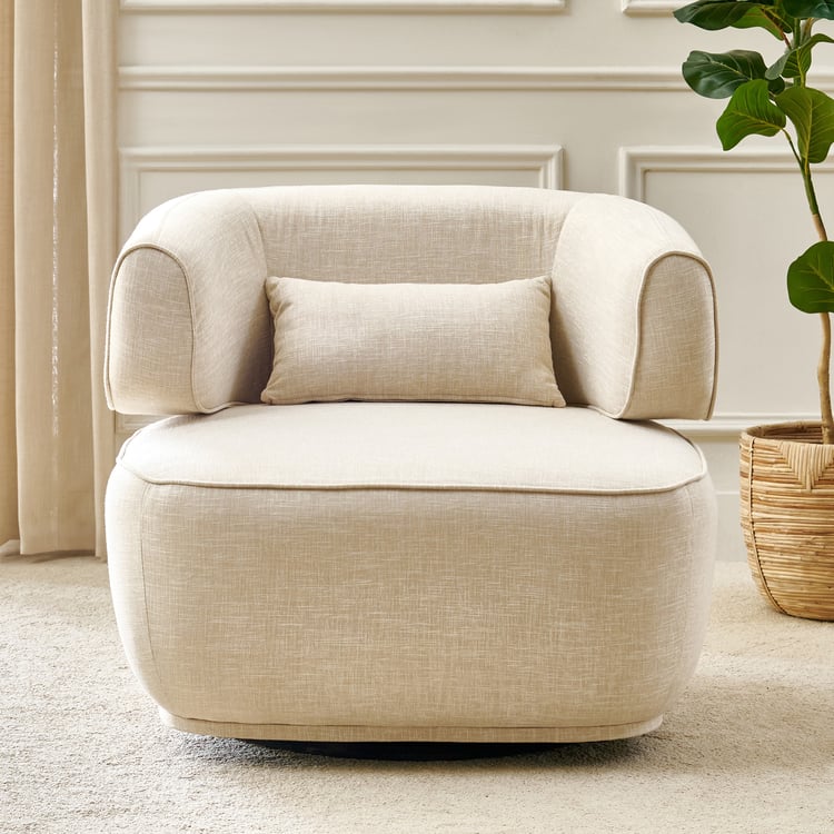 Nuqta Fabric Accent Chair with Cushion - Beige