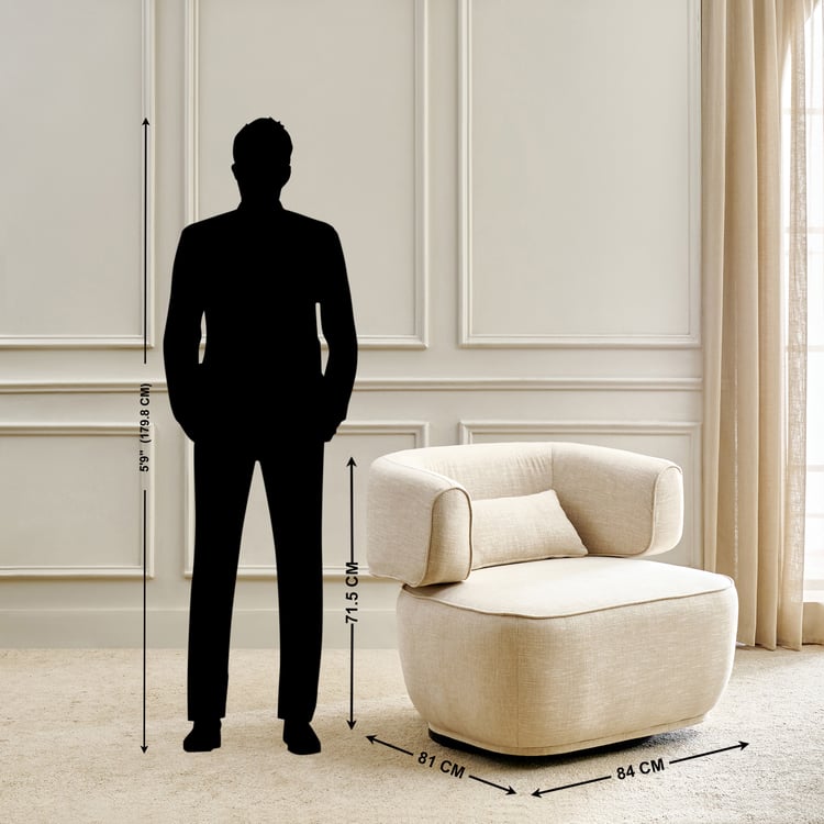 Nuqta Fabric Accent Chair with Cushion - Beige