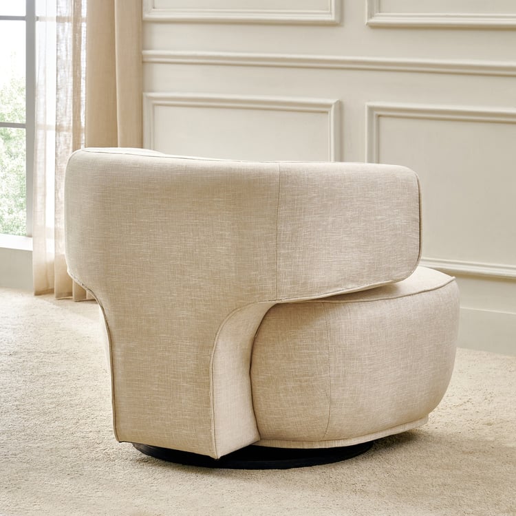 Nuqta Fabric Accent Chair with Cushion - Beige