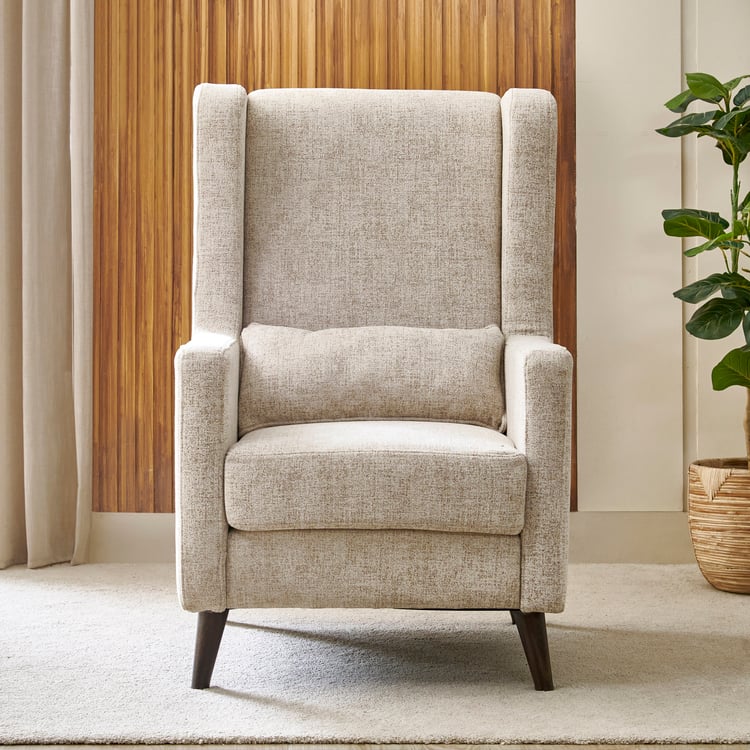 Yana Fabric Wing Chair with Cushion - Beige