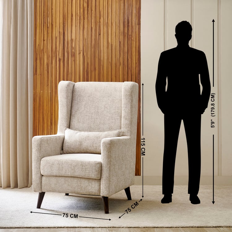 Yana Fabric Wing Chair with Cushion - Beige