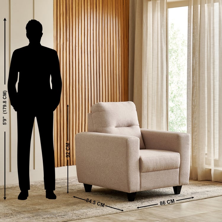 Helios Kayin Fabric 1-Seater Sofa - Beige