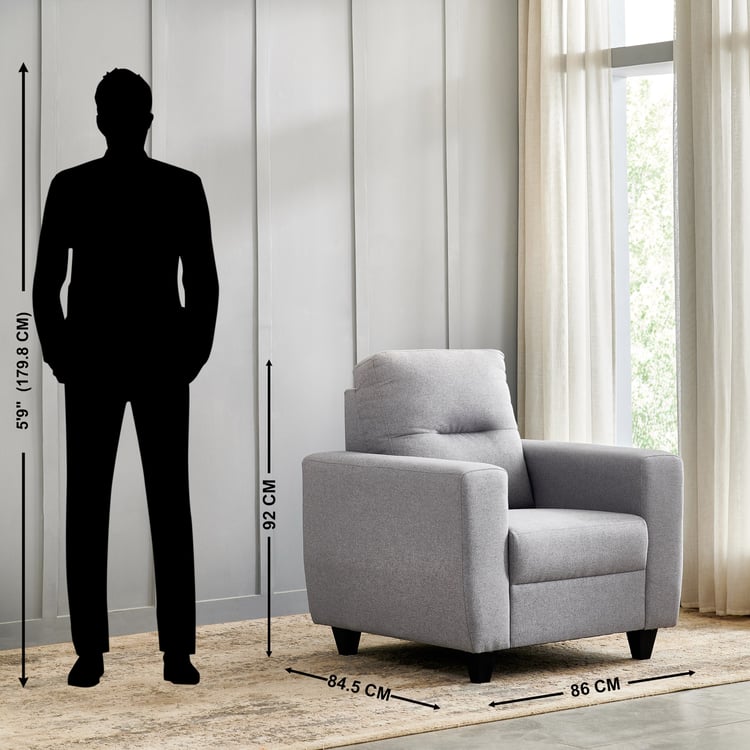 Helios Kayin Fabric 1-Seater Sofa - Grey