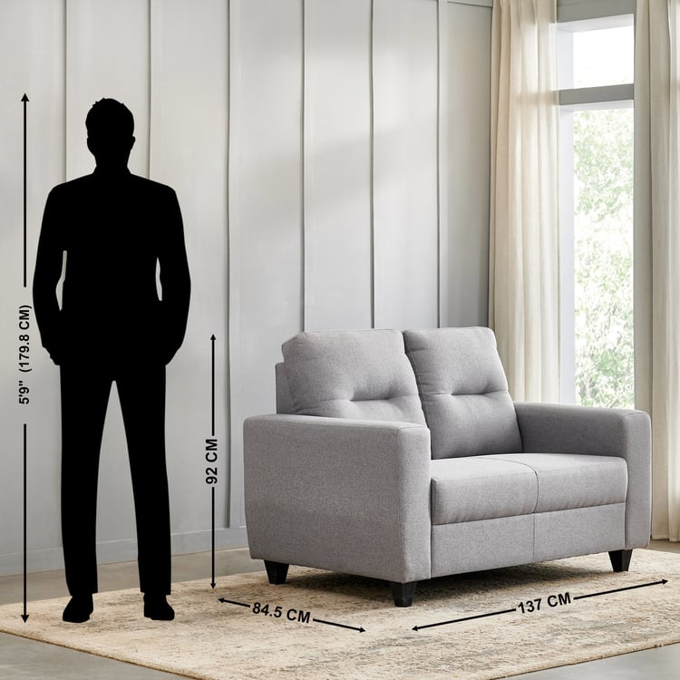 Helios Kayin Fabric 2-Seater Sofa - Grey