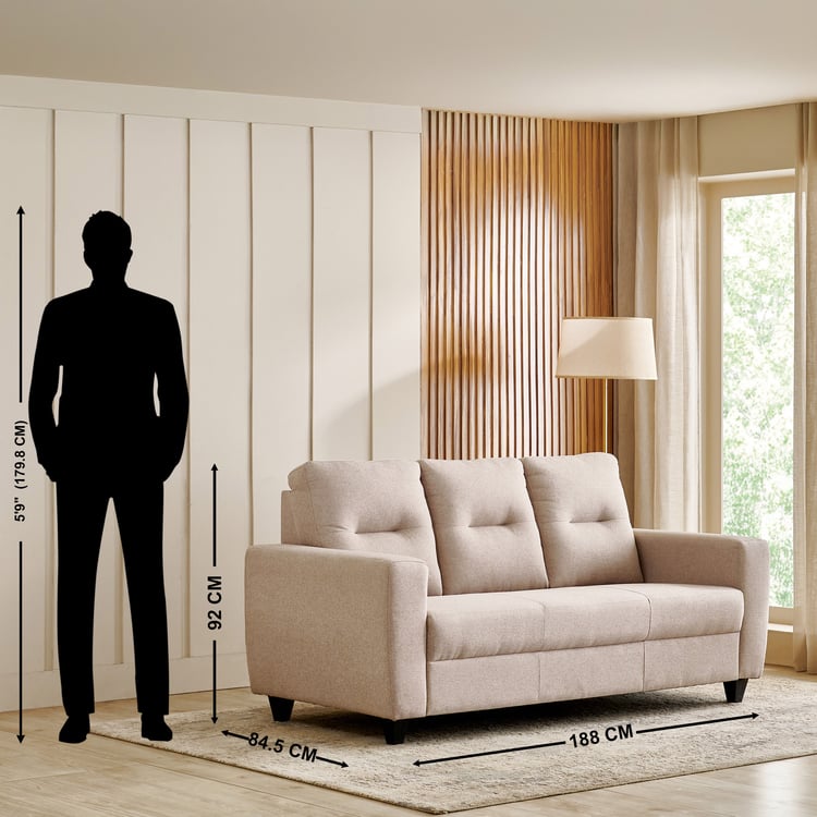 Helios Kayin Fabric 3-Seater Sofa - Beige