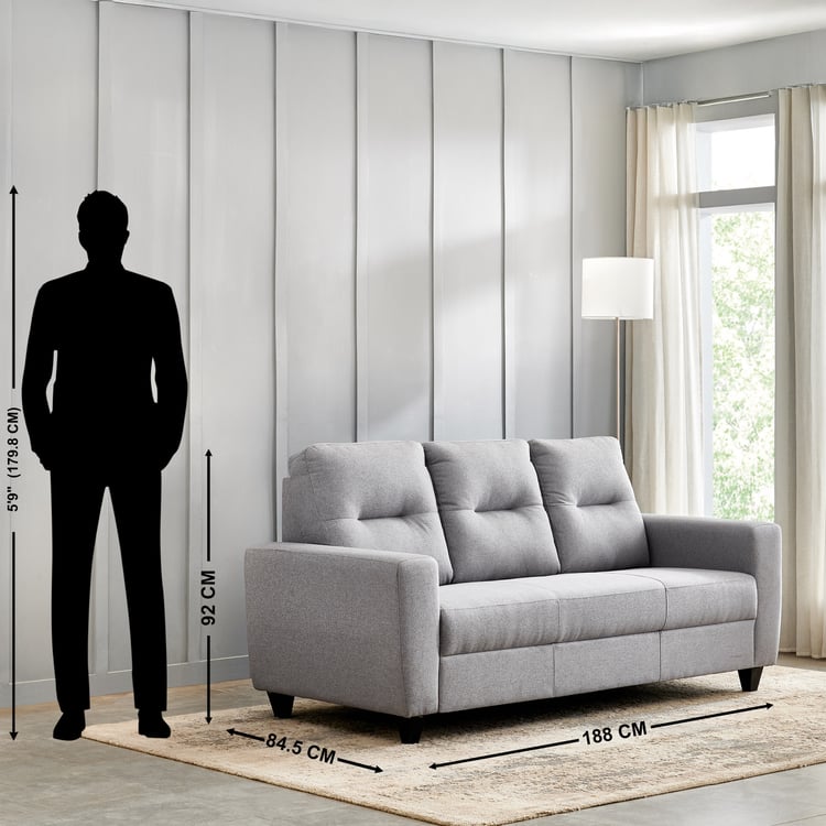 Helios Kayin Fabric 3-Seater Sofa - Grey