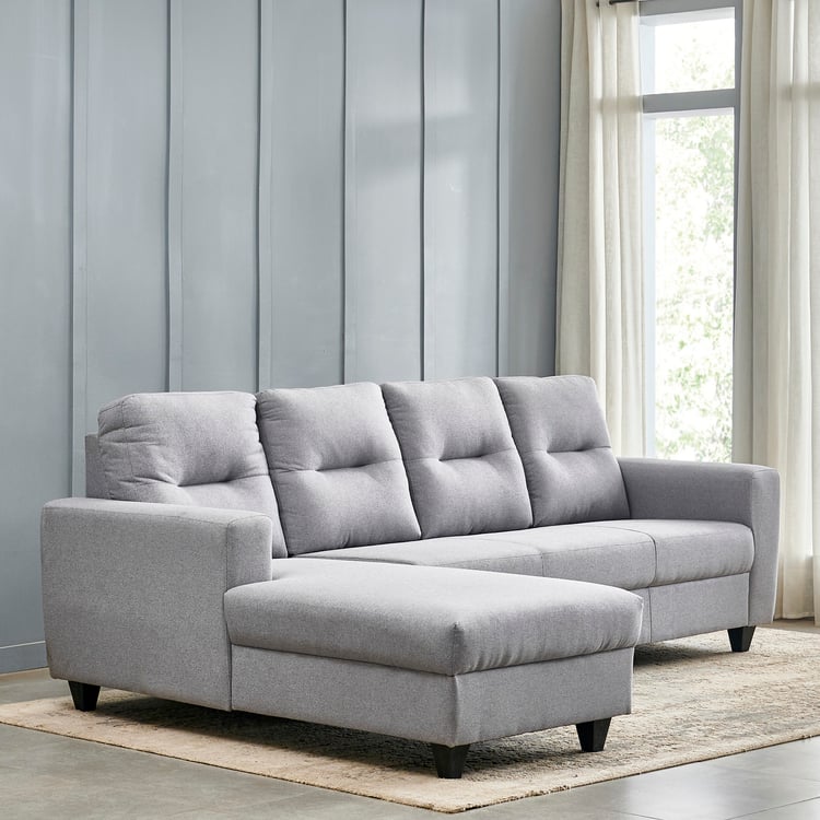 Helios Kayin Fabric 3-Seater Left Corner Sofa with Chaise - Grey