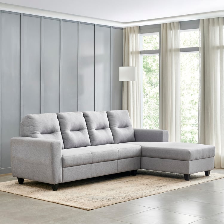 Helios Kayin Fabric 3-Seater Right Corner Sofa with Chaise - Grey