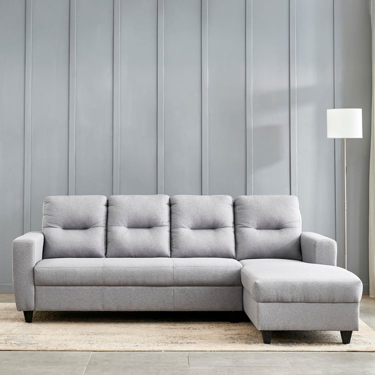 Helios Kayin Fabric 3-Seater Right Corner Sofa with Chaise - Grey