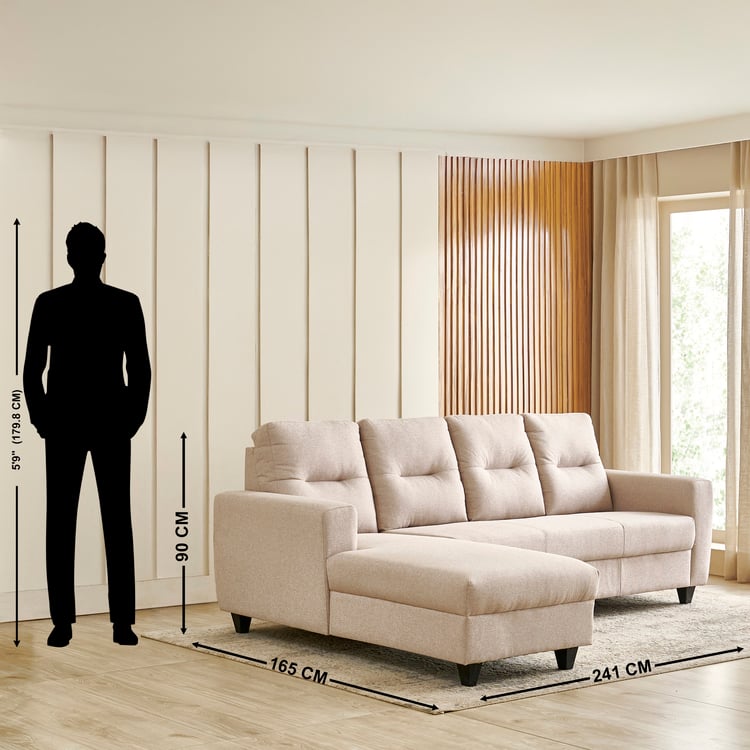 Helios Kayin Fabric 3-Seater Left Corner Sofa with Chaise - Beige