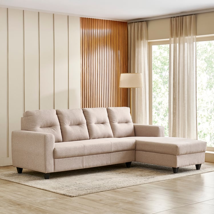 Helios Kayin Fabric 3-Seater Right Corner Sofa with Chaise - Beige