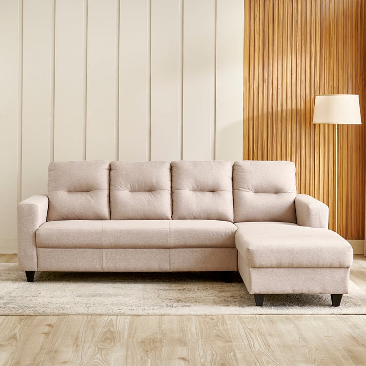 Helios Kayin Fabric 3-Seater Right Corner Sofa with Chaise - Beige