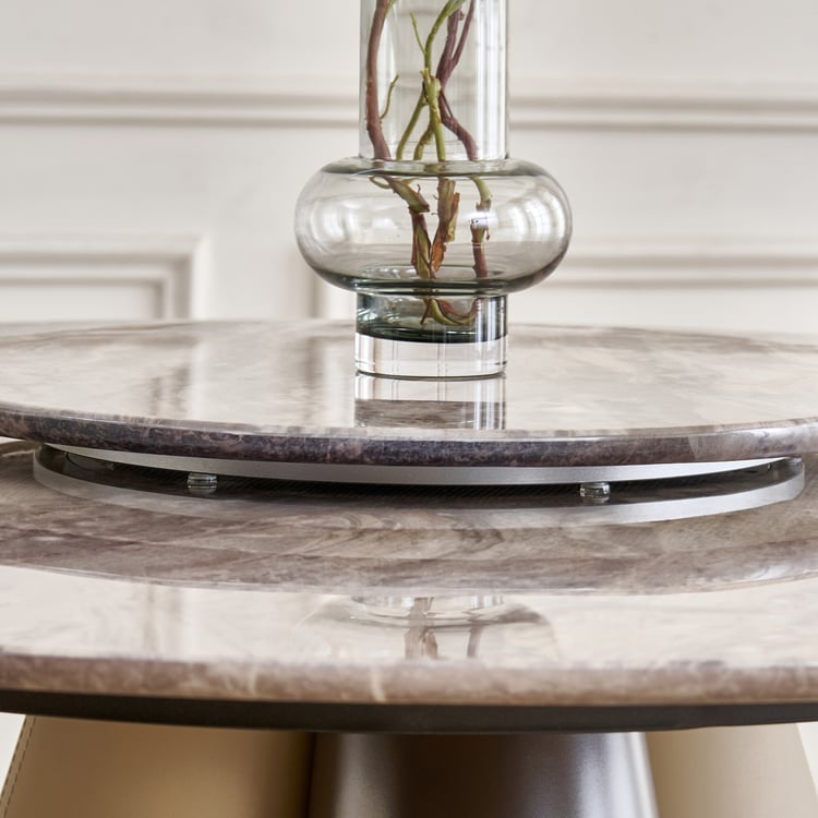 Clair De Lune Faux Marble Top 6-Seater Dining Set with Chairs - Beige